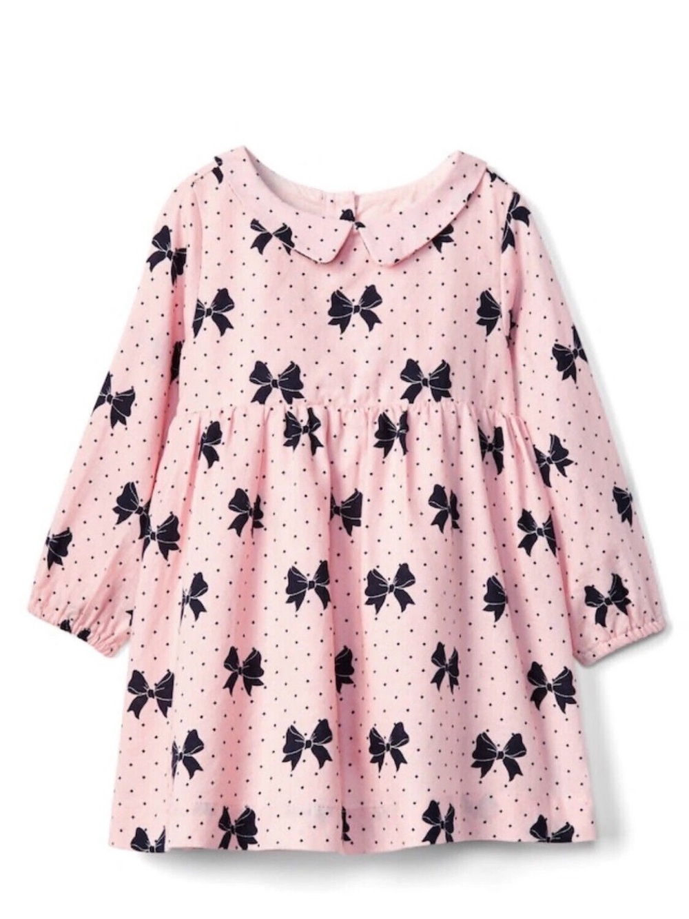 Brand New GAP Baby Pink Polka Dot Shirt with Navy Bow Detail